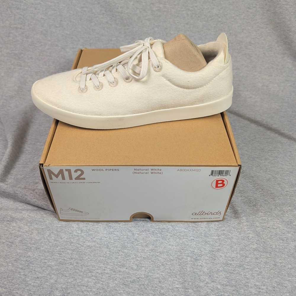 Allbirds Wool Pipers Natural White Mens Sneakers AB00AXM120 Size 12
